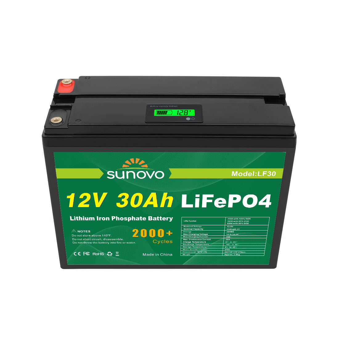 Samland 12V 30AH Deep Circle Lifepo4 Battery Rechargeable Lithium V1060-LF30