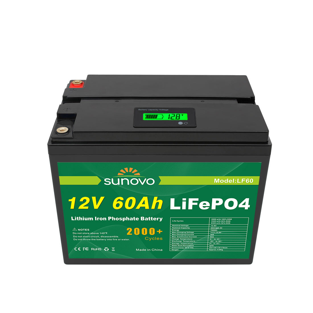 Samland 12V 60AH Deep Circle Lifepo4 Lithium Battery Rechargeable V1060-LF60