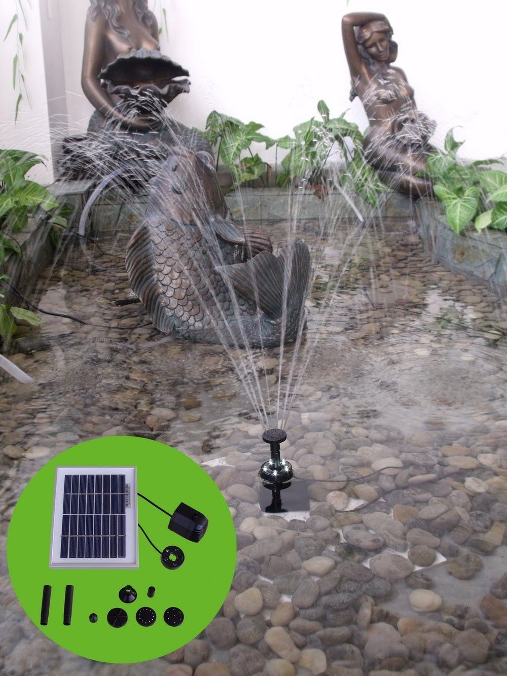 Samland 6V 200LPH Solar Pump with Battery Backup Panel for Small Pond Fountain Feature V1060-P003B