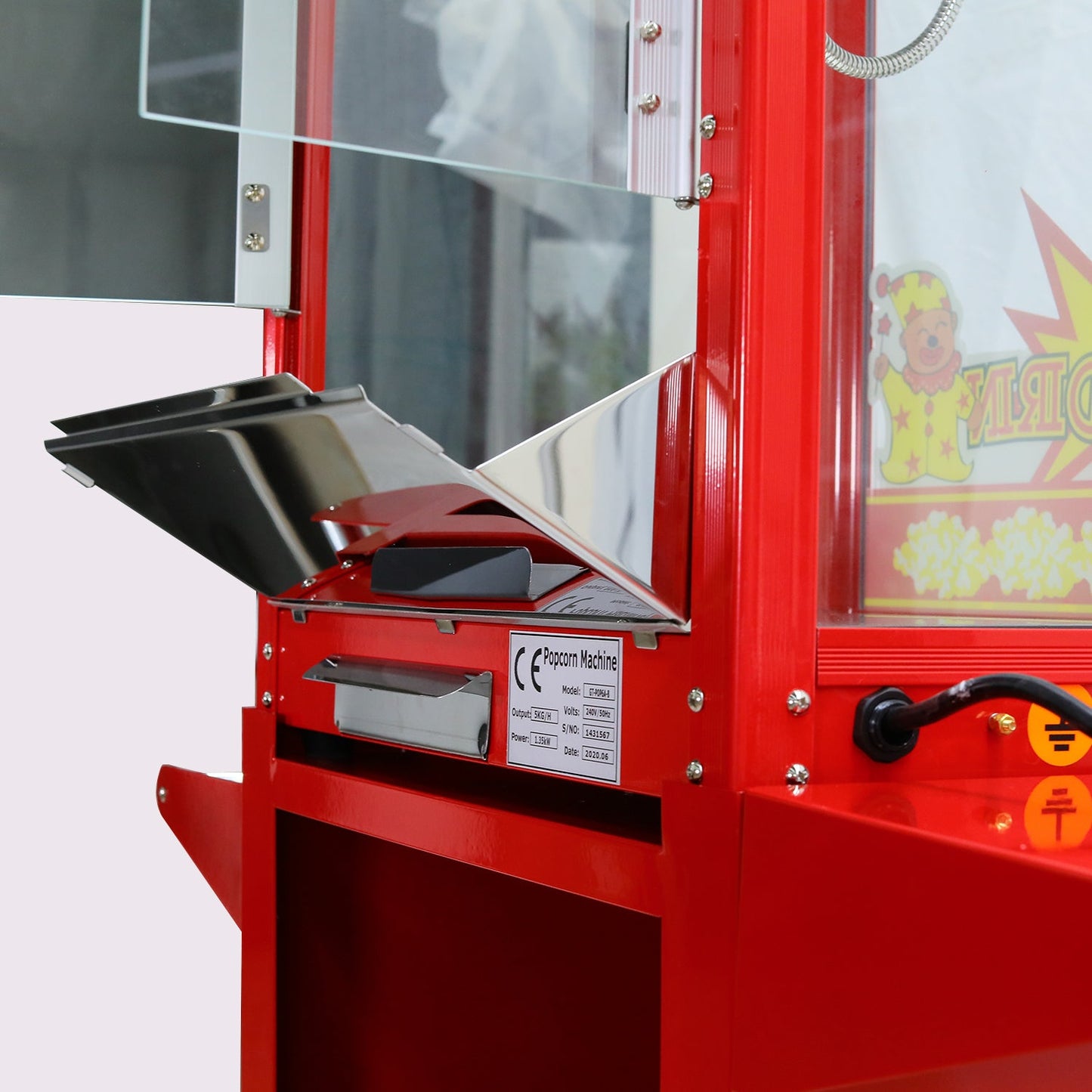 Samland 8OZ Popcorn Machine Maker on the Wheeled Cart Deck Warmer V1060-POP6A-R