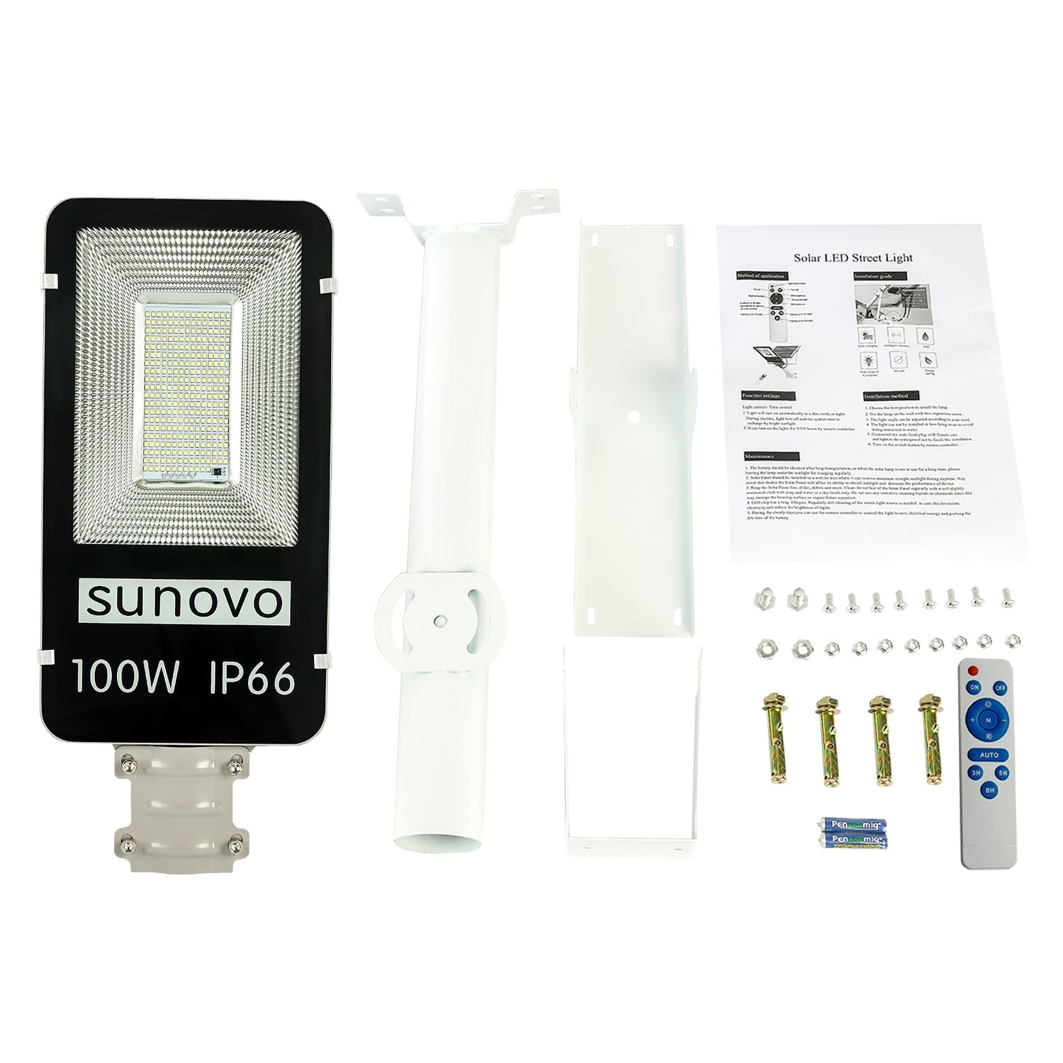 Samland 100W SOLAR GARDEN PATHWAY STREET LIGHT ADJUSTABLE SOLAR PANEL V1060-SPSL100WW