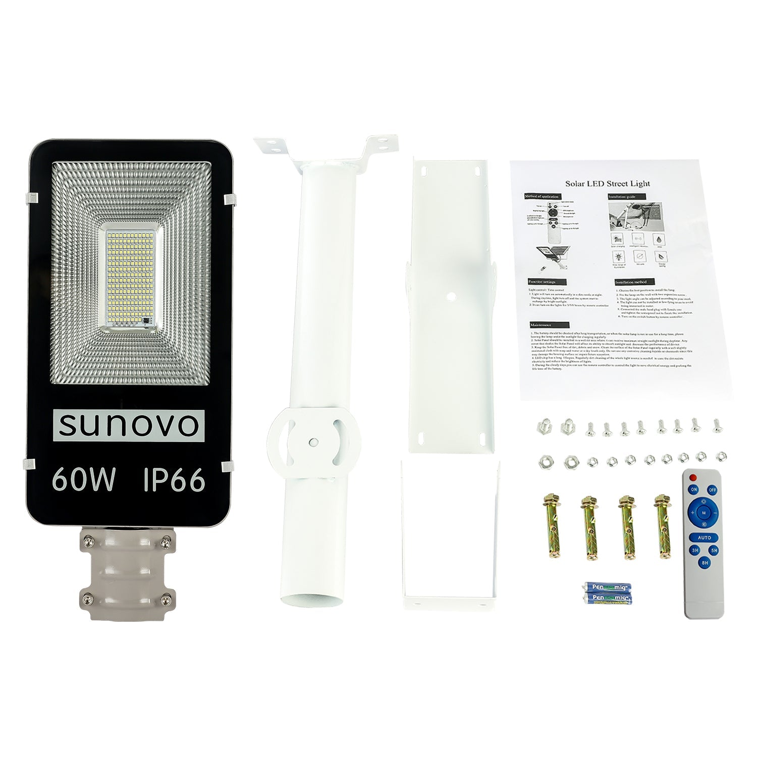 Samland 60W SOLAR GARDEN PATHWAY STREET LIGHT ADJUSTABLE SOLAR PANEL V1060-SPSL60WW