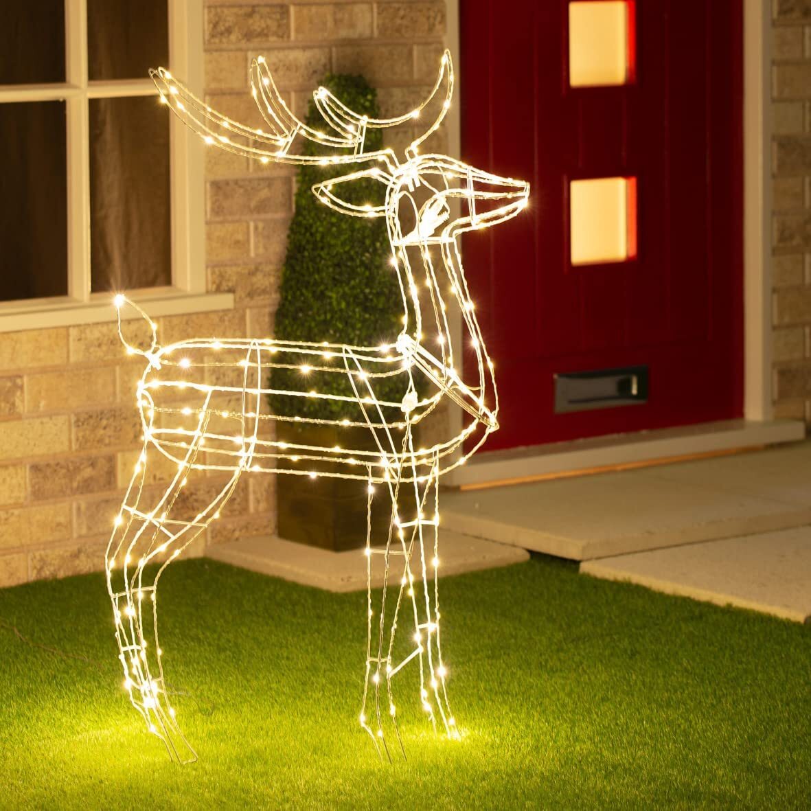 Samland Led Warm White Copper Wired 3d Standing Reindeer For Christmas Decoration V1060-SR250WW