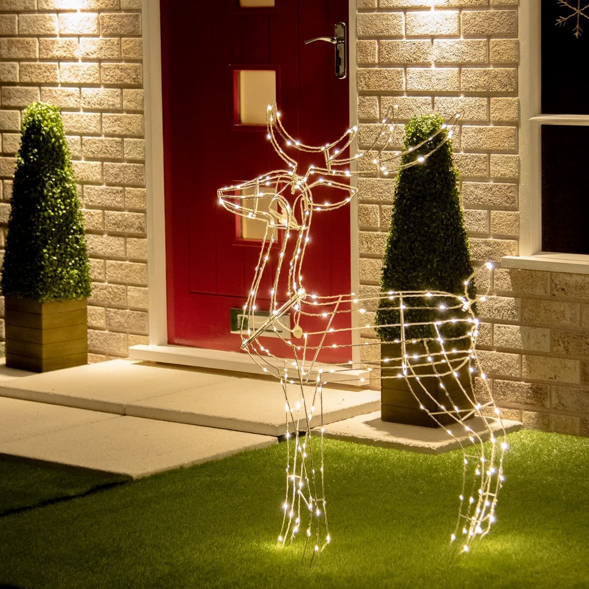 Samland Led Warm White Copper Wired 3d Standing Reindeer For Christmas Decoration V1060-SR250WW