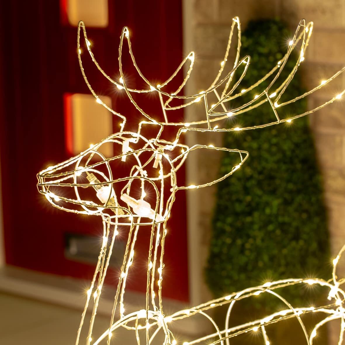 Samland Led Warm White Copper Wired 3d Standing Reindeer For Christmas Decoration V1060-SR250WW