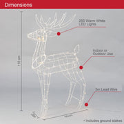 Samland Led Warm White Copper Wired 3d Standing Reindeer For Christmas Decoration V1060-SR250WW