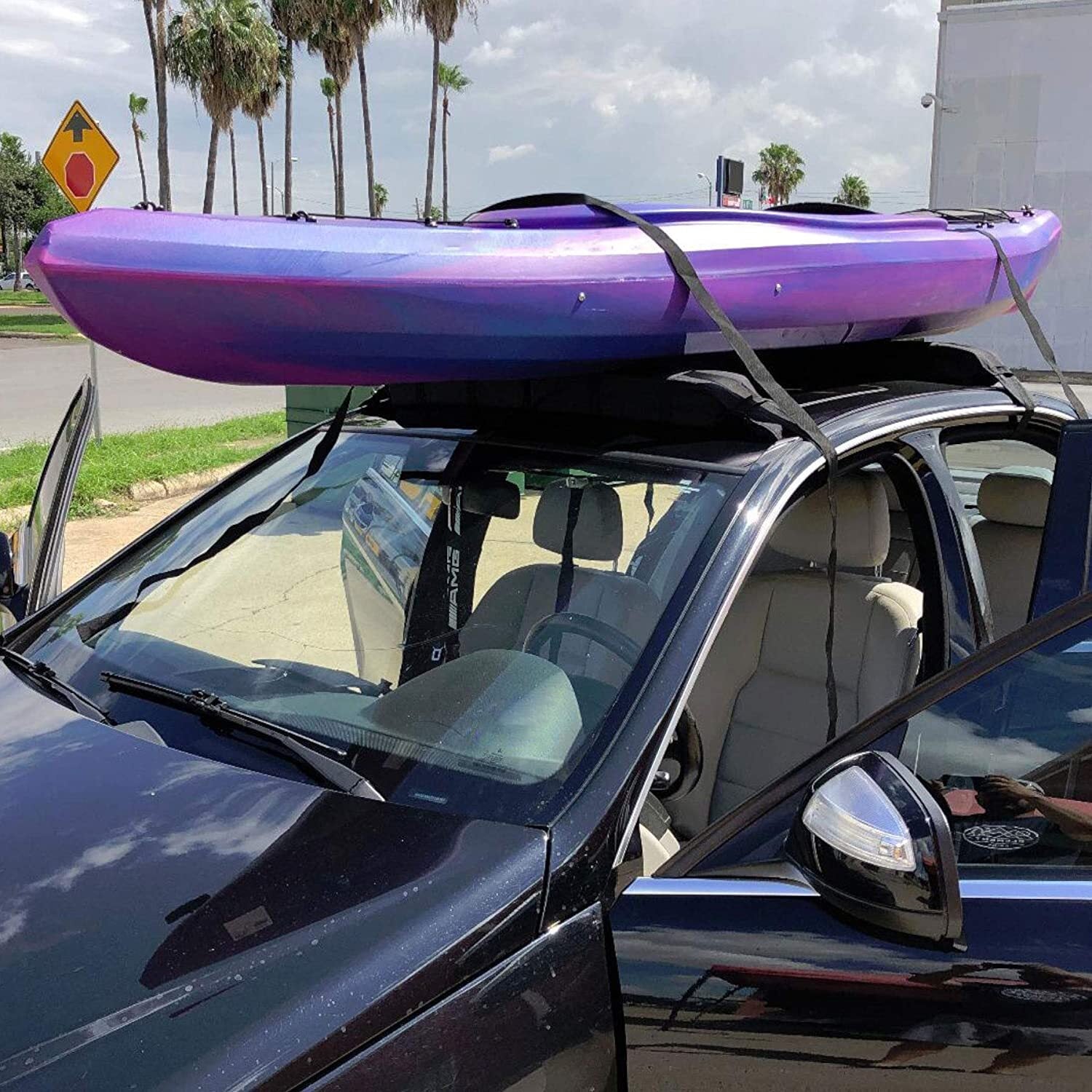 Samland Pair of Universal Soft Roof Rack Kayak Surfboard Universal for Car SUV(SRR600) V1060-SRR600