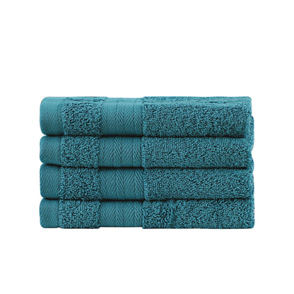 Samland Premium Cotton Washcloths 4-Pack Quick-Dry Face Towels Set-Blue V1060-TOWPAK03BL