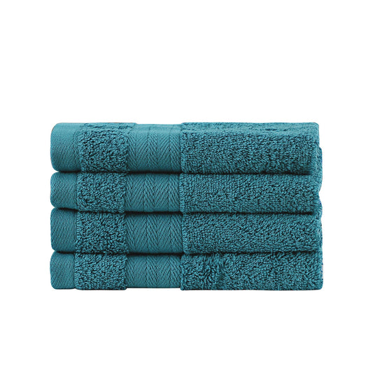Samland Premium Cotton Washcloths 4-Pack Quick-Dry Face Towels Set-Blue V1060-TOWPAK03BL