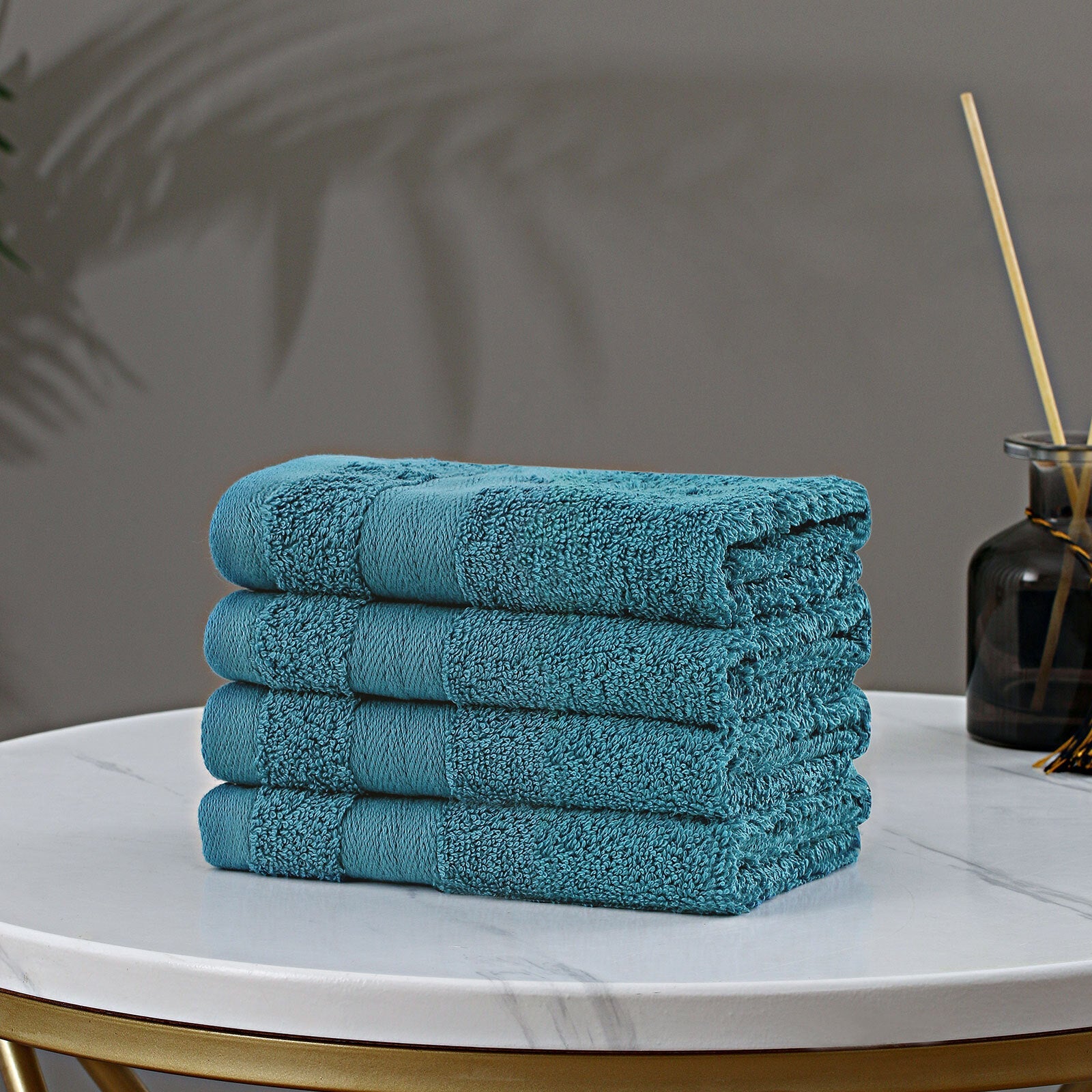 Samland Premium Cotton Washcloths 4-Pack Quick-Dry Face Towels Set-Blue V1060-TOWPAK03BL