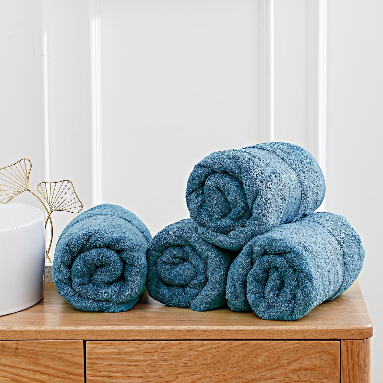 Samland Premium Cotton Washcloths 4-Pack Quick-Dry Face Towels Set-Blue V1060-TOWPAK03BL