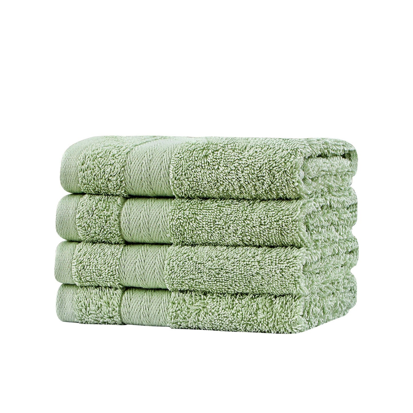 Samland Premium Cotton Washcloths 4-Pack Quick-Dry Face Towels Set-Green V1060-TOWPAK03GR