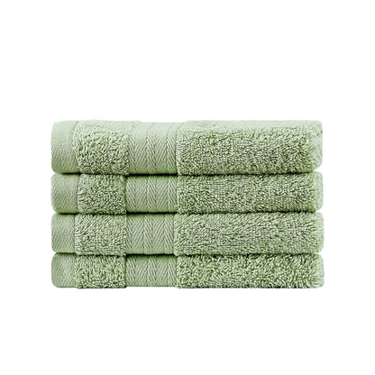 Samland Premium Cotton Washcloths 4-Pack Quick-Dry Face Towels Set-Green V1060-TOWPAK03GR