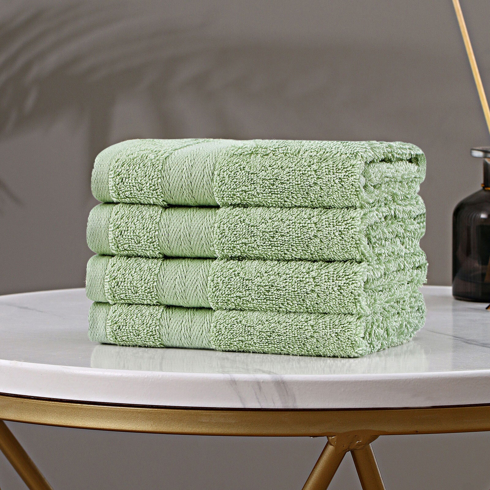 Samland Premium Cotton Washcloths 4-Pack Quick-Dry Face Towels Set-Green V1060-TOWPAK03GR