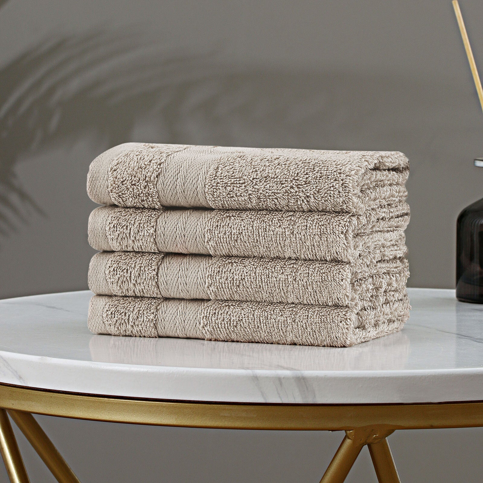 Samland Premium Cotton Washcloths 4-Pack Quick-Dry Face Towels Set-Linen V1060-TOWPAK03LI