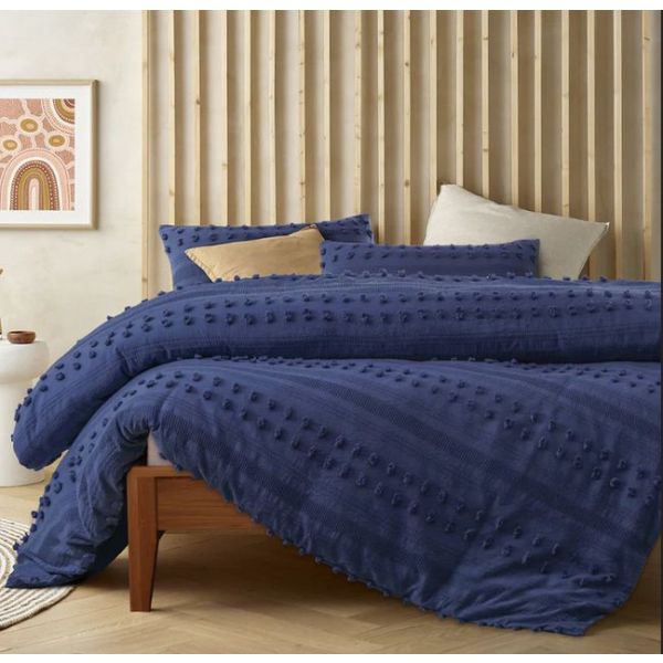 Sans Sovci Cotton Bijou Blue Quilt Cover Set by Accessorize Queen V107-5092532