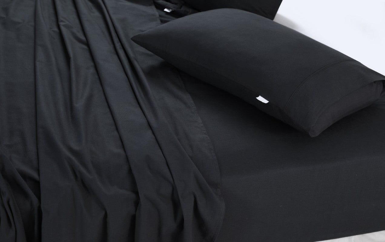 Elan Linen 100% Egyptian Cotton Vintage Washed 500TC Charcoal 50 cm Deep Mega King Bed Sheets Set V107-MKBCHRSS
