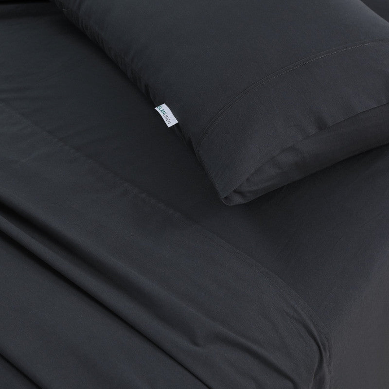 Elan Linen 100% Egyptian Cotton Vintage Washed 500TC Charcoal 50 cm Deep Mega King Bed Sheets Set V107-MKBCHRSS