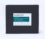 Elan Linen 100% Egyptian Cotton Vintage Washed 500TC Charcoal 50 cm Deep Mega King Bed Sheets Set V107-MKBCHRSS