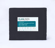 Elan Linen 100% Egyptian Cotton Vintage Washed 500TC Charcoal 50 cm Deep Mega King Bed Sheets Set V107-MKBCHRSS