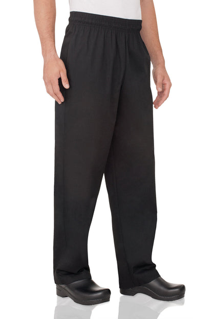 Essential Men's Black L Baggy Chef Pants by Chef Works V107-NBBP-L