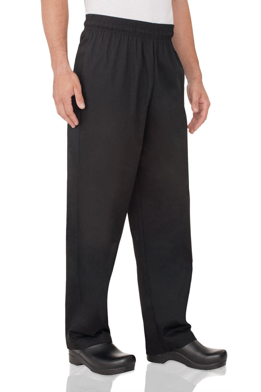 Essential Men's Black L Baggy Chef Pants by Chef Works V107-NBBP-L