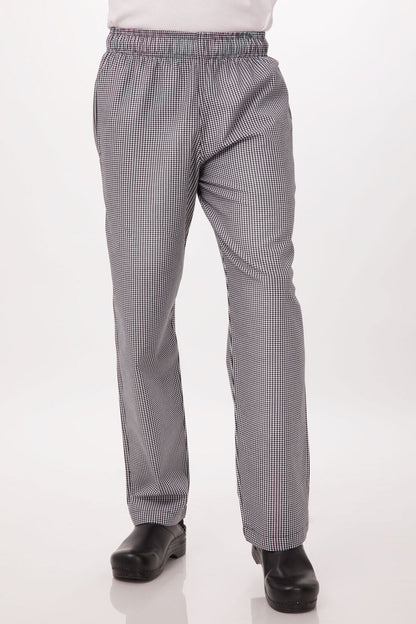 Essential Men's Small Checks XL Baggy Black Chef Pants by Chef Works V107-NBCP-XL