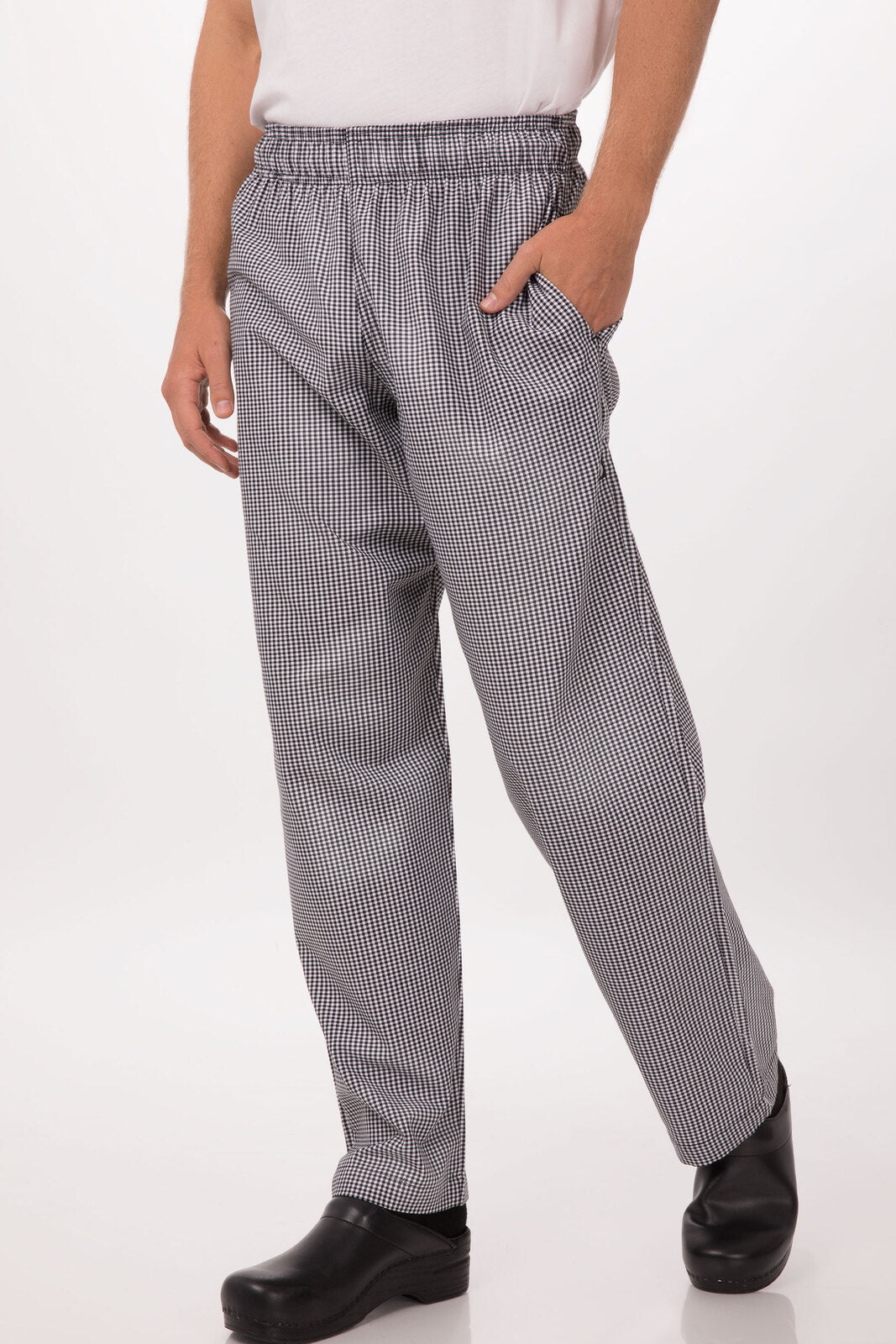 Essential Men's Small Checks XL Baggy Black Chef Pants by Chef Works V107-NBCP-XL