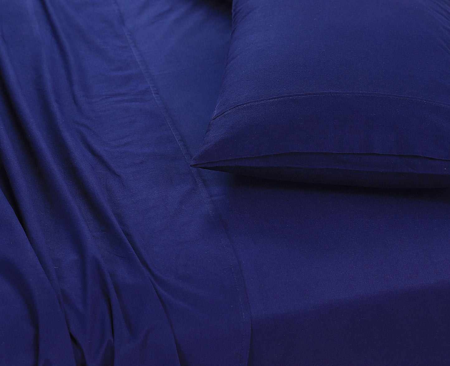 Elan Linen 100% Egyptian Cotton Vintage Washed 500TC Navy Blue Single Bed Sheets Set V107-SBNBLSS