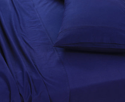 Elan Linen 100% Egyptian Cotton Vintage Washed 500TC Navy Blue Single Bed Sheets Set V107-SBNBLSS