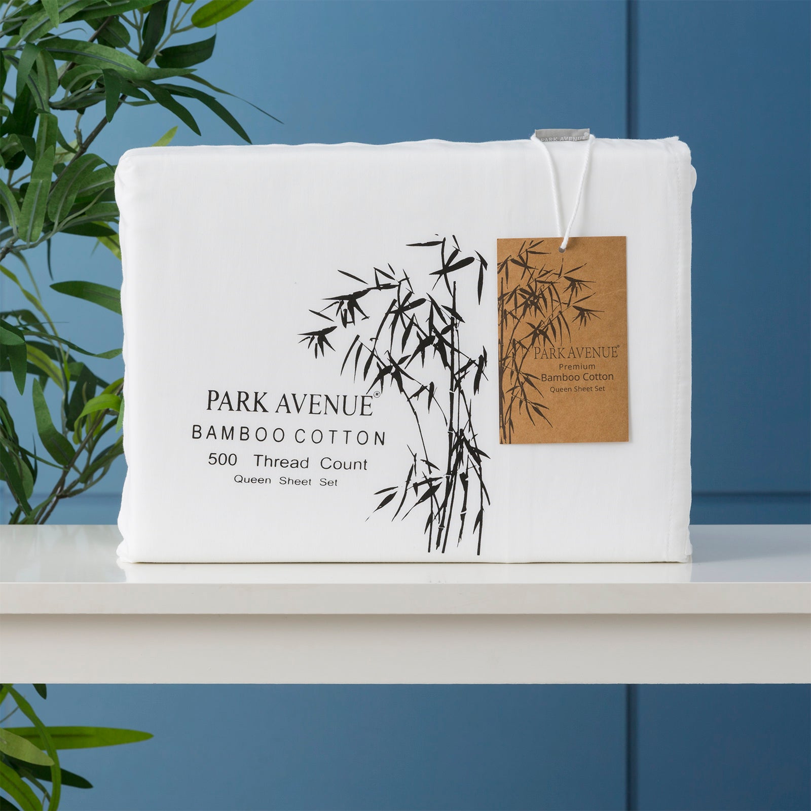 Bamboo Cotton 500 Thread Count White Sheet Sets by Park Avenue Mega Queen V107-SH317300