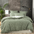 Chenille Wave 100% Cotton Vintage Washed Sage Tufted Quilt Cover Set by Cloud Linen King V107-SH319875
