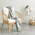 Ray Striped Vintage Washed Yarn Dyed Textured Cotton Pistachio Throw by Renee Taylor V107-SH323575