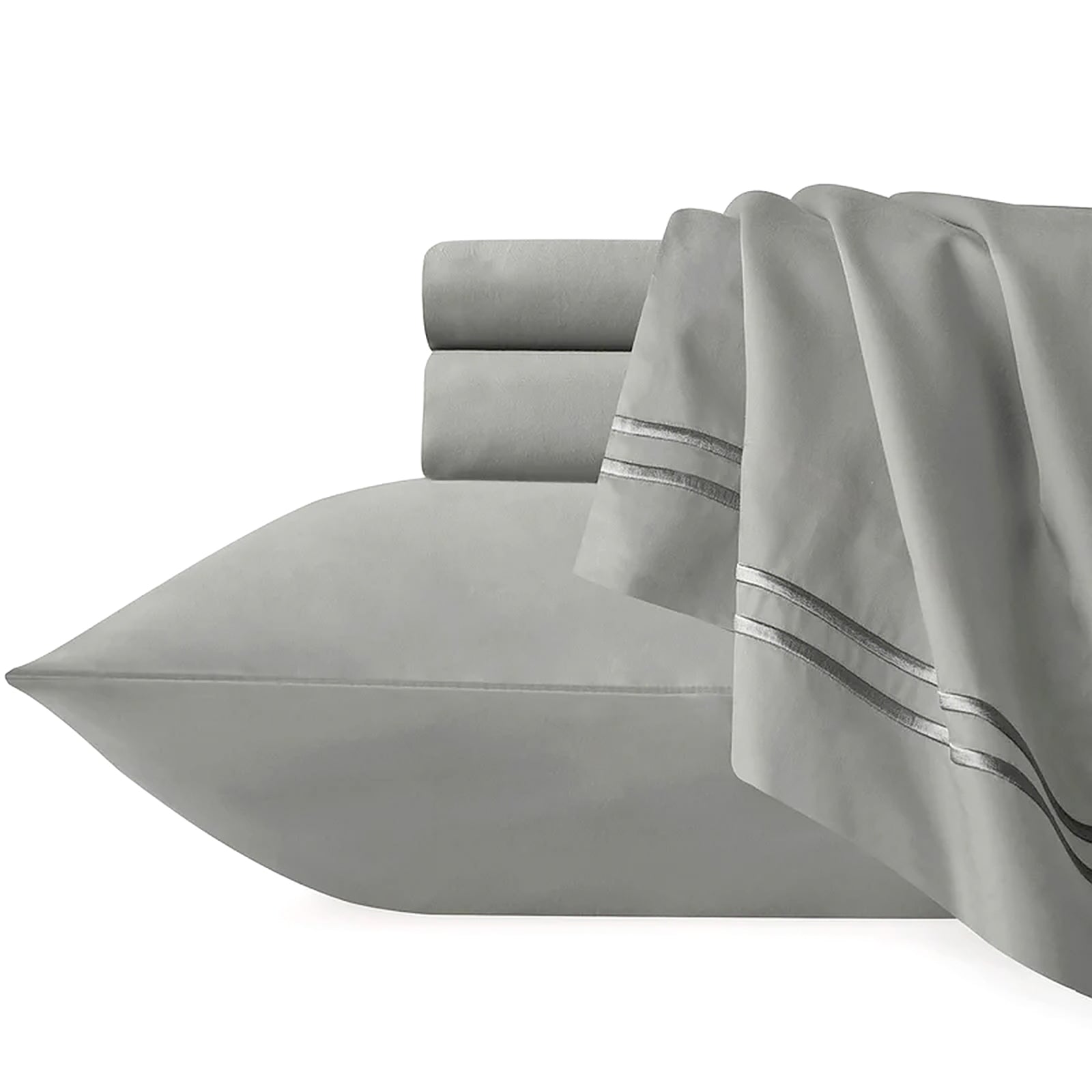 Strada Embroidered 1000 TC Egyptian Cotton Silver Charcoal Super King Sheet sets by Renee Taylor V107-SH328195
