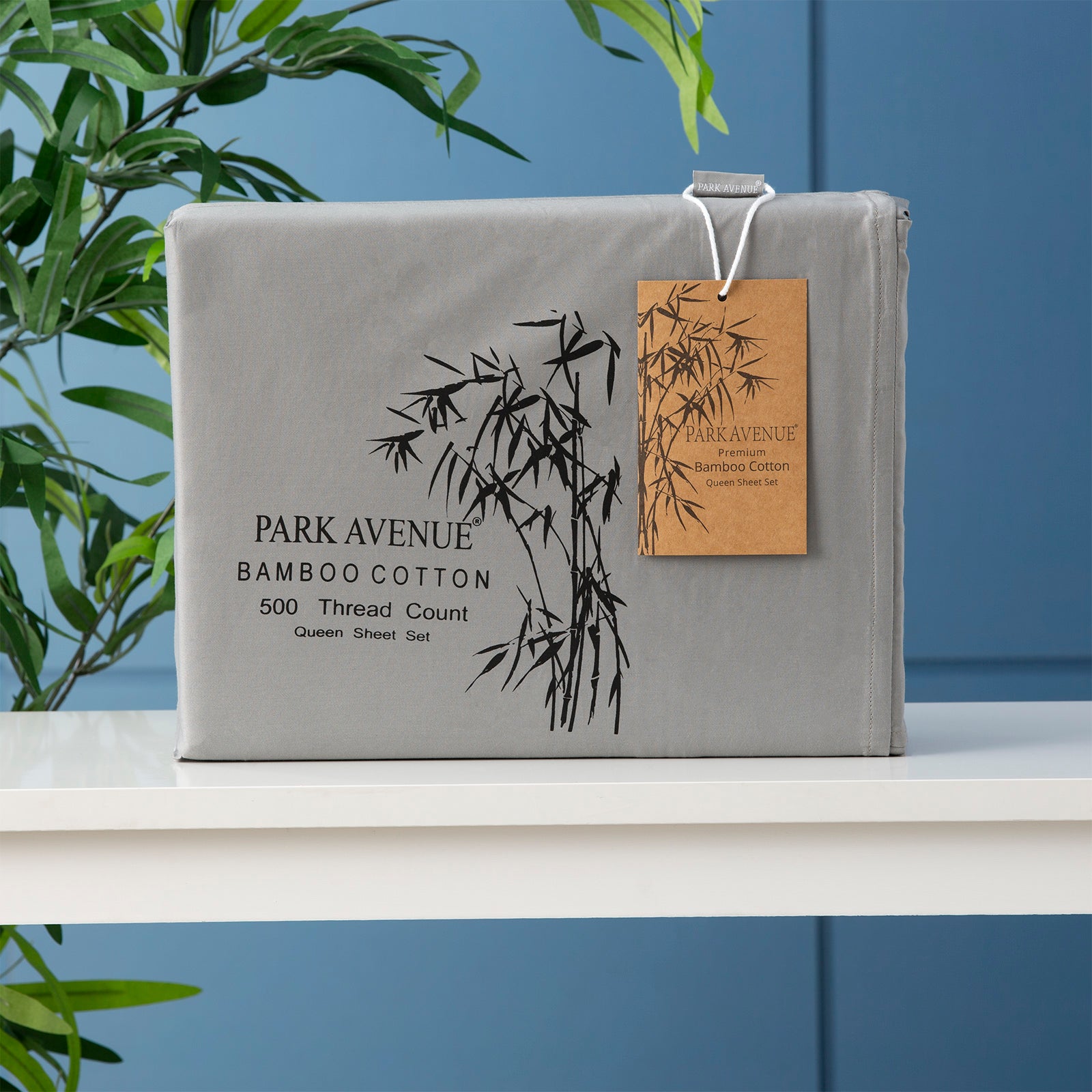 500 TC Bamboo Cotton Charcoal Split Head Queen Sheet Set by Park Avenue V107-SH328540