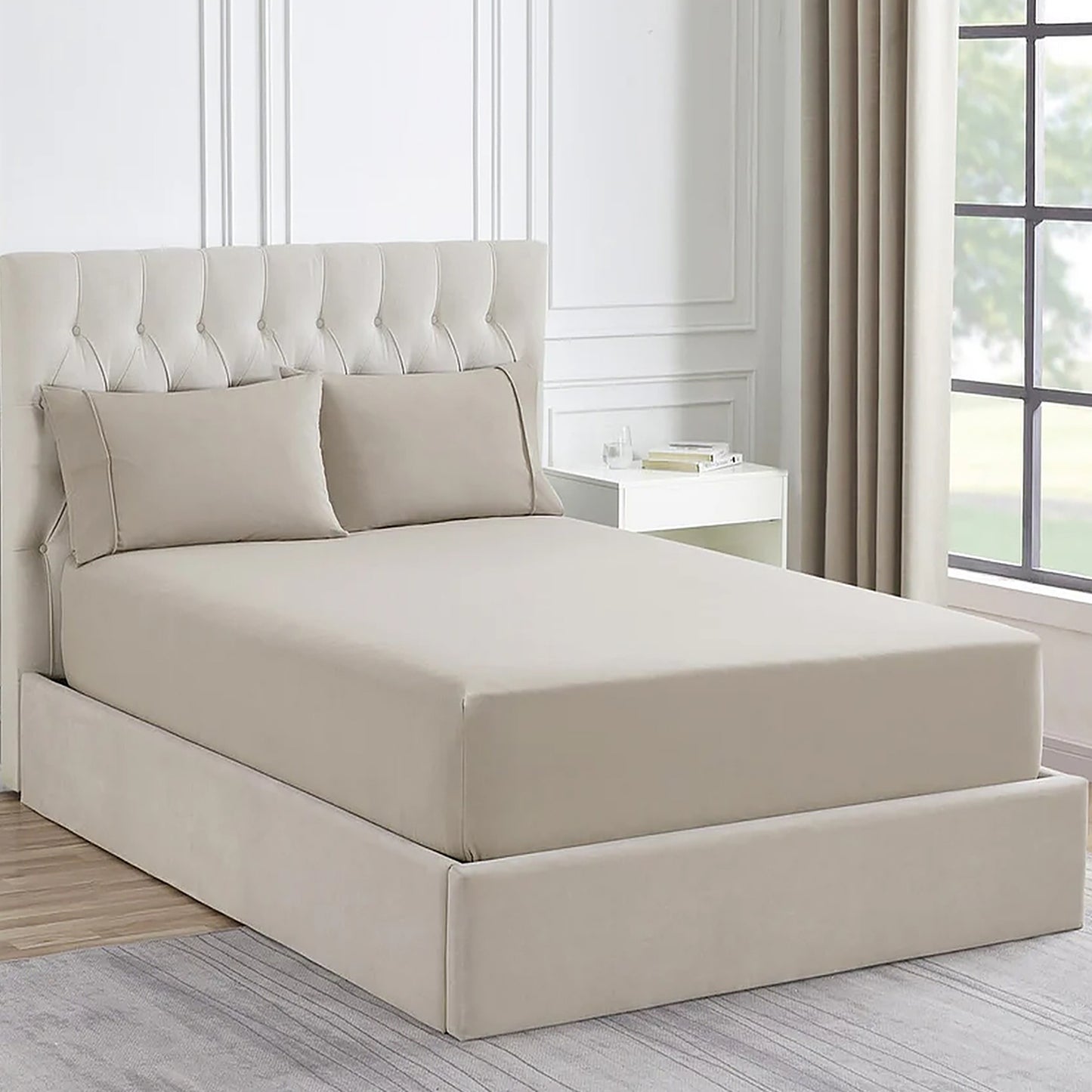 Ddecor Home 1500 Thread count Premium Cotton Blend Sand Queen Combo Set by Ddecor Home V107-SH329110