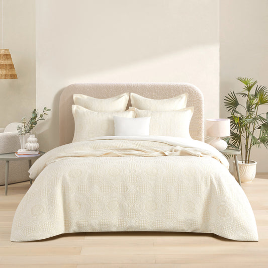 Dakota Beige Jacquard Double Quilt Cover Set by Renee Taylor V107-SH331235