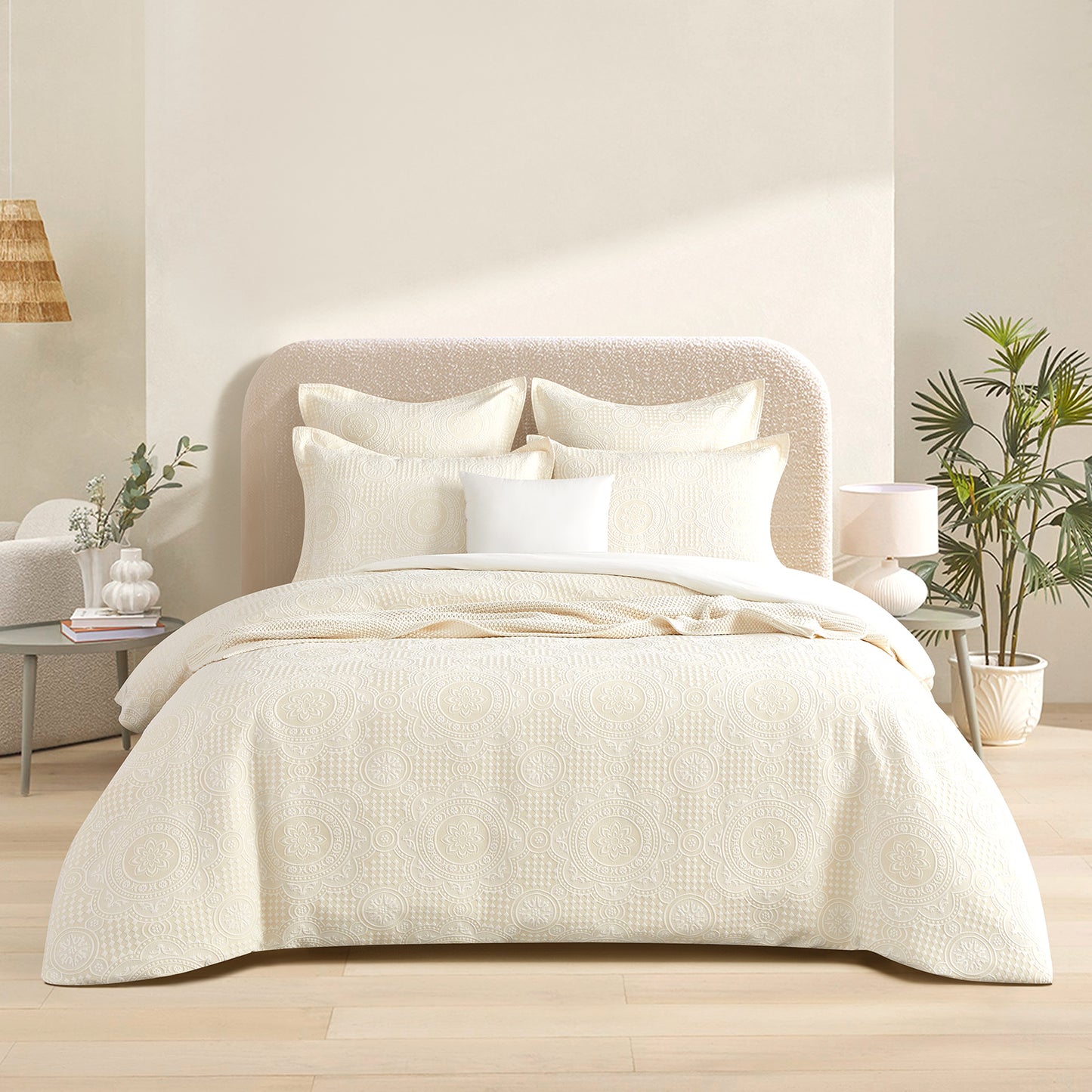 Dakota Beige Jacquard Queen Quilt Cover Set by Renee Taylor V107-SH331240