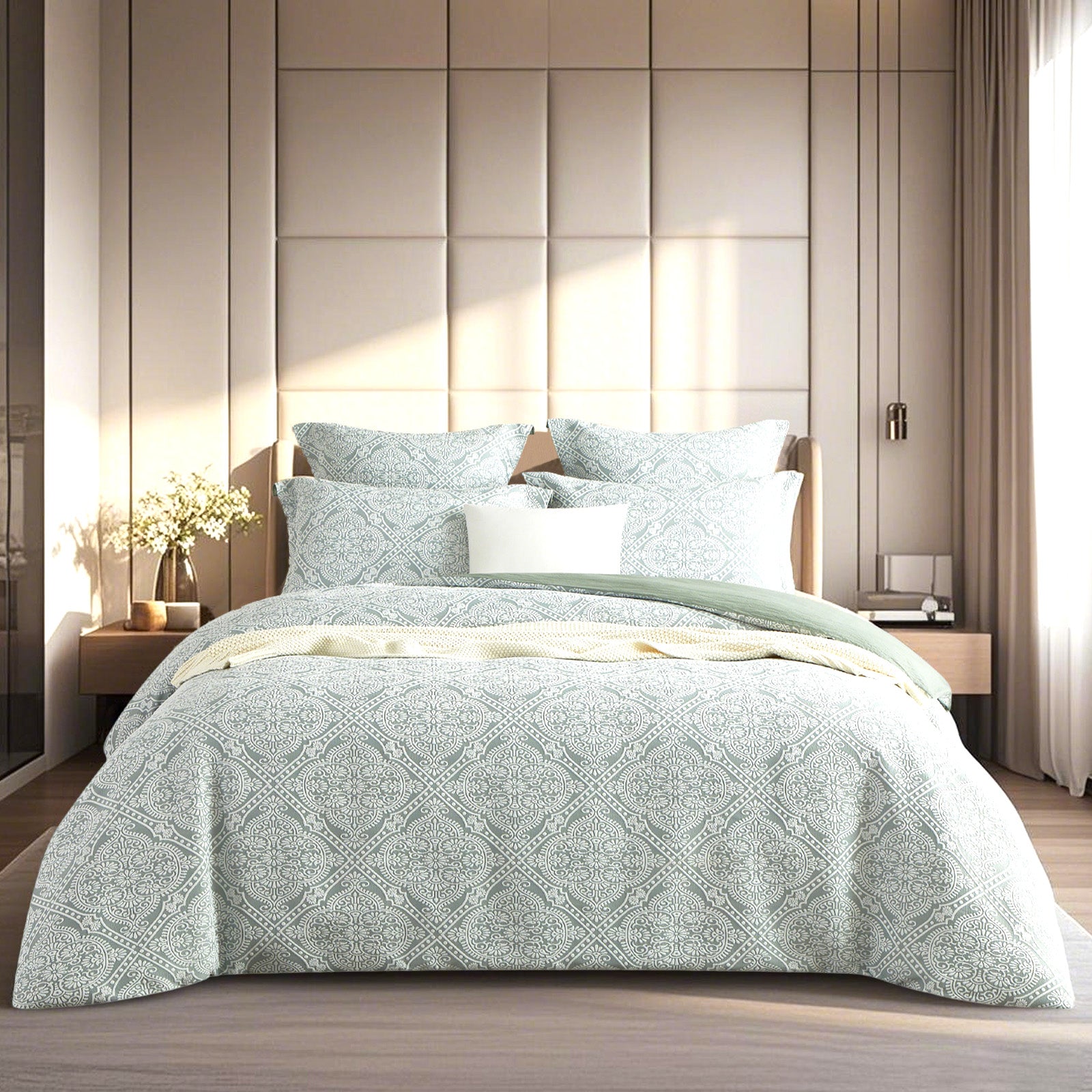 Mayfair Sage Jacquard European Pillowcase by Renee Taylor V107-SH331305