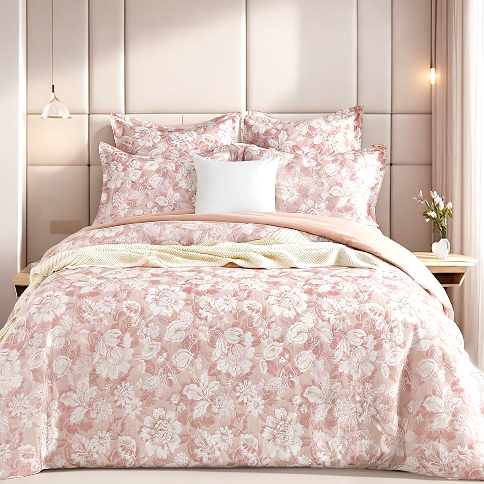 Aura Blush Jacquard European Pillowcase by Renee Taylor V107-SH331330