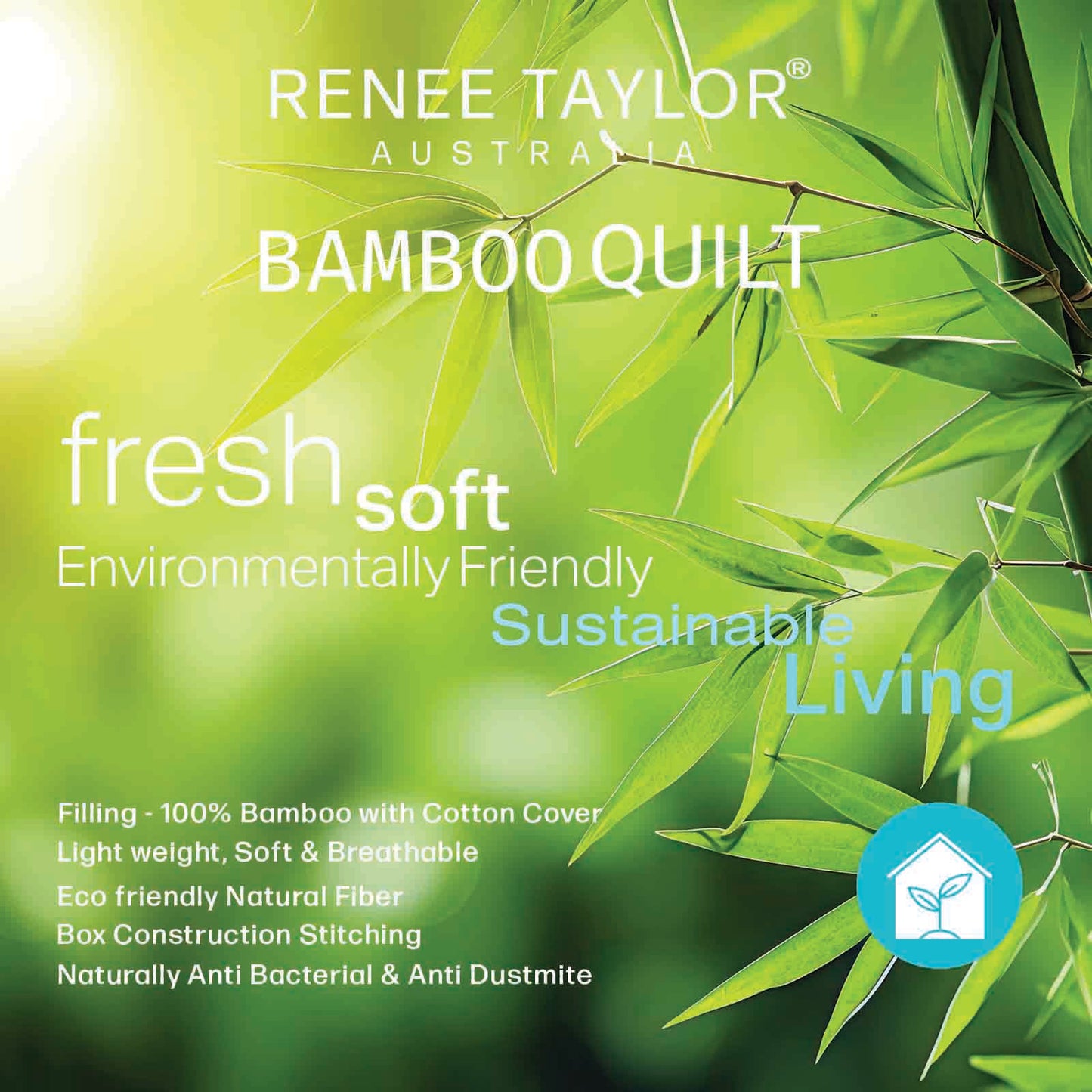 400 GSM All Seasons Natural Bamboo Single Quilt by Renee Taylor V107-SH332080