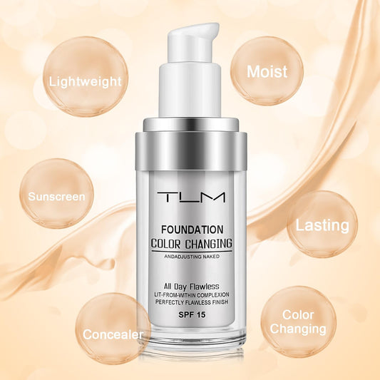 ReviGLam TLM Colour Changing Liquid Foundation Hides Wrinkles & Lines, BB Cream Makeup Base Concealer Cover V107-TLM-FF-401345-1