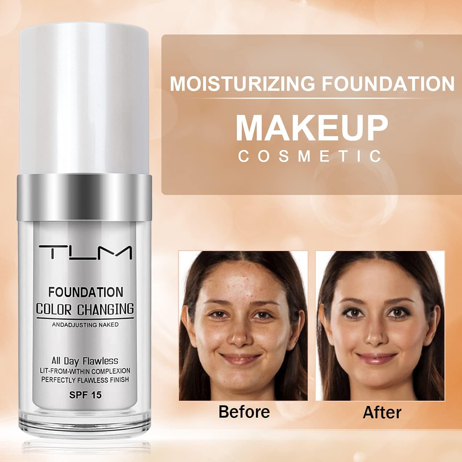 ReviGLam TLM Colour Changing Liquid Foundation Hides Wrinkles & Lines, BB Cream Makeup Base Concealer Cover V107-TLM-FF-401345-1