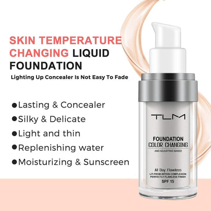 ReviGLam TLM Colour Changing Liquid Foundation Hides Wrinkles & Lines, BB Cream Makeup Base Concealer Cover V107-TLM-FF-401345-2