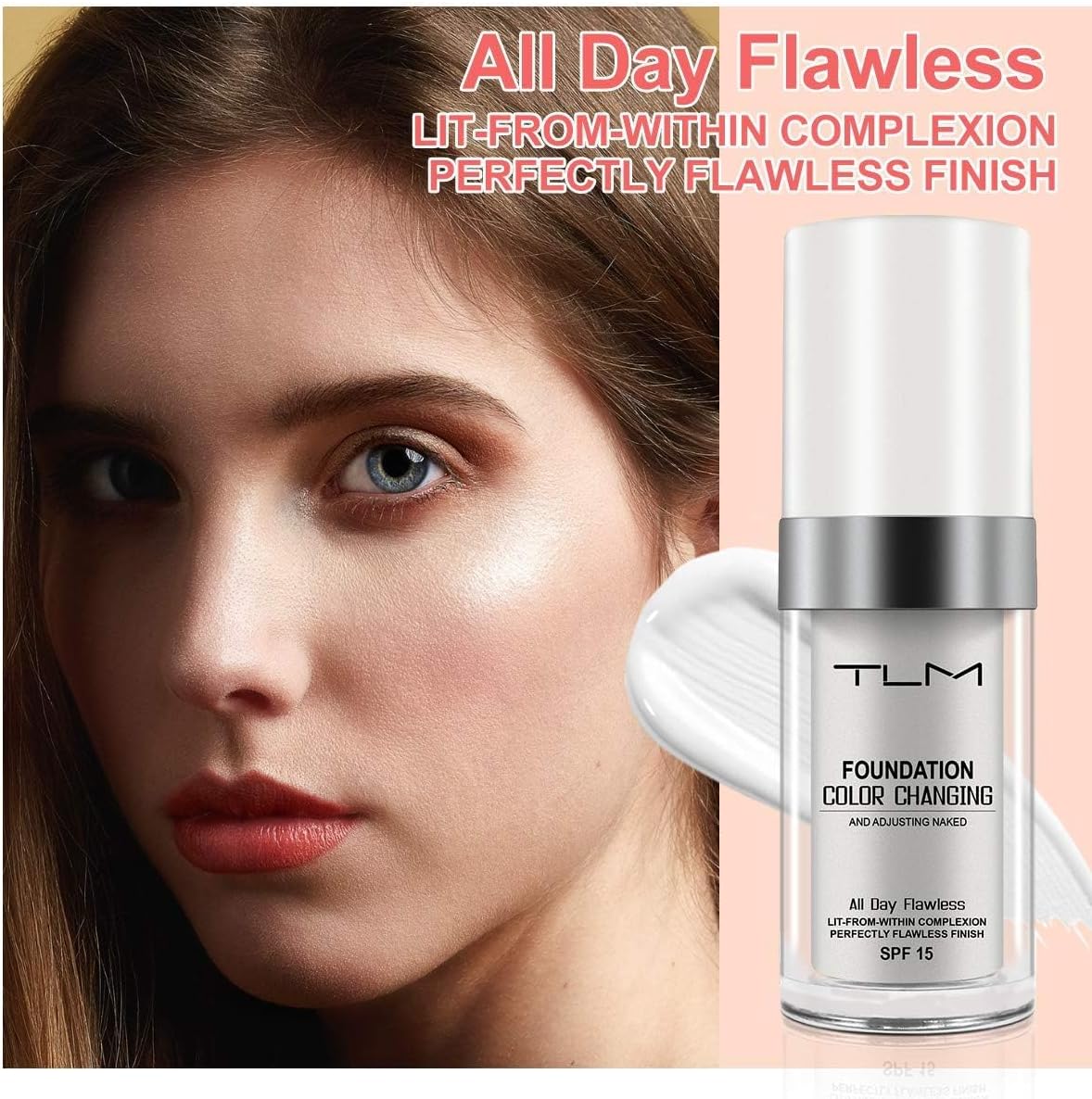 ReviGLam TLM Colour Changing Liquid Foundation Hides Wrinkles & Lines, BB Cream Makeup Base Concealer Cover V107-TLM-FF-401345-2