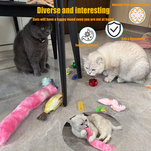 Pet Products Cat Toys,Interactive Kitten Toy for Indoor Kitty Exercise 14 Piece with Fish Catnip Spiral V1079-CATTOYPACK20250820001