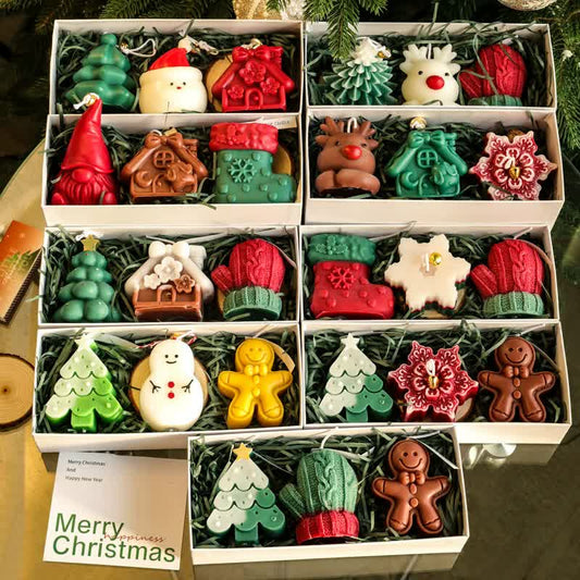3PCS Christmas Scented Candle Gift Set - Elk, Tree, Gingerbread Man, Glove Shaped for Women, Xmas Home Decor, V1079-CHRISTMASCANDLE011