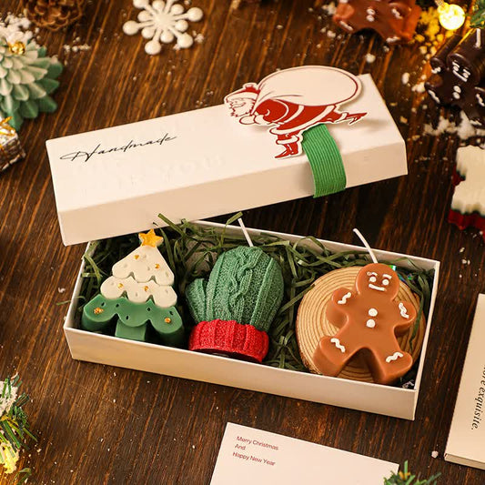 3PCS Christmas Scented Candle Gift Set - Elk, Tree, Gingerbread Man, Glove Shaped for Women, Xmas Home Decor, V1079-CHRISTMASCANDLE011