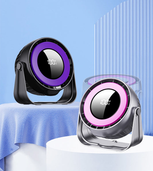 Desk Fan, Small Quiet LED Display Portable Table Fans, 180 degreesTilt, 100 Speeds, 5 Modes, Rechargeable V1079-DESKFANS31GRAY