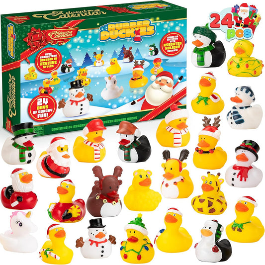 2025 Advent Calendar Christmas Ducks - 24pcs Rubber Duck Advent Calendar 24 Days of Christmas Countdown Toys V1079-DUCK